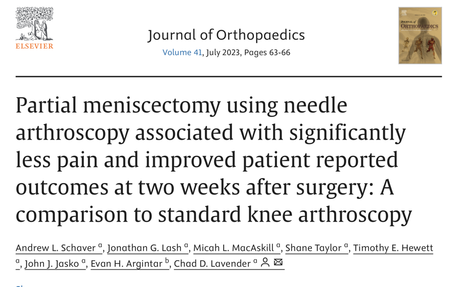 Journal of Orthopaedics — needle arthroscopy meniscectomy study