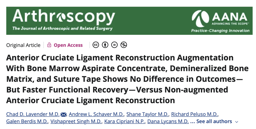 Arthroscopy — Fertilized ACL reconstruction study
