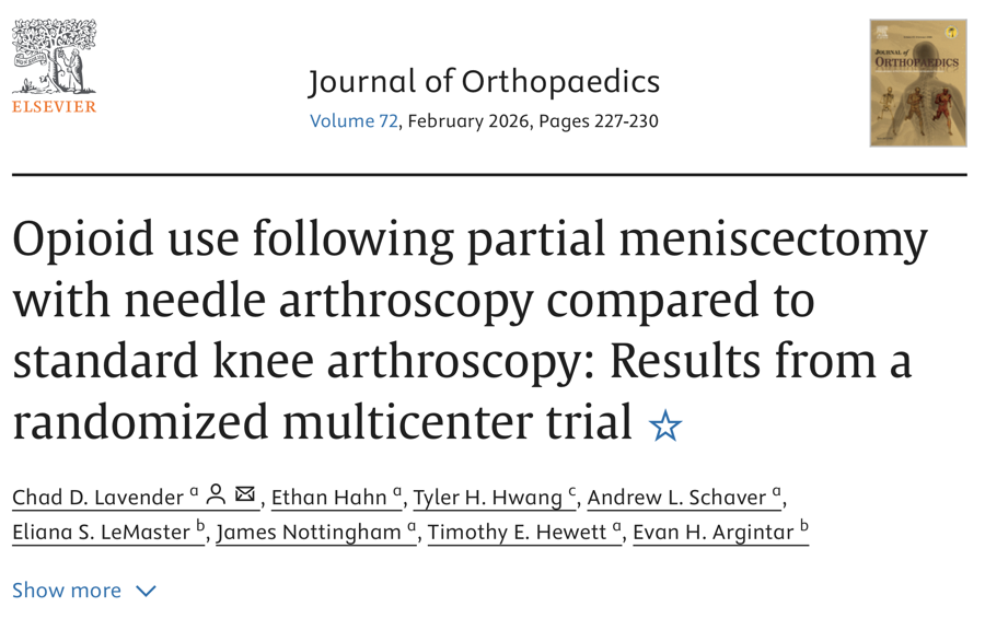 Journal of Orthopaedics — opioid use randomized multicenter trial